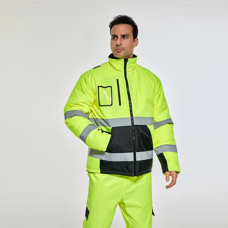 High Visibility Public Safety Warm Jacket Hi Vis Winter Construction Reflective Safety Workwear