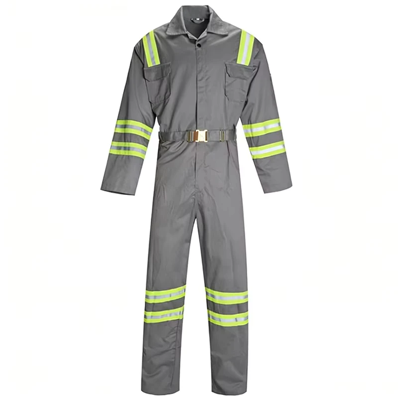 High Visibility Reflective Anti static Polyester Cotton Coverall Wear Resistant Comfortable Custom Workwear Men Safety
