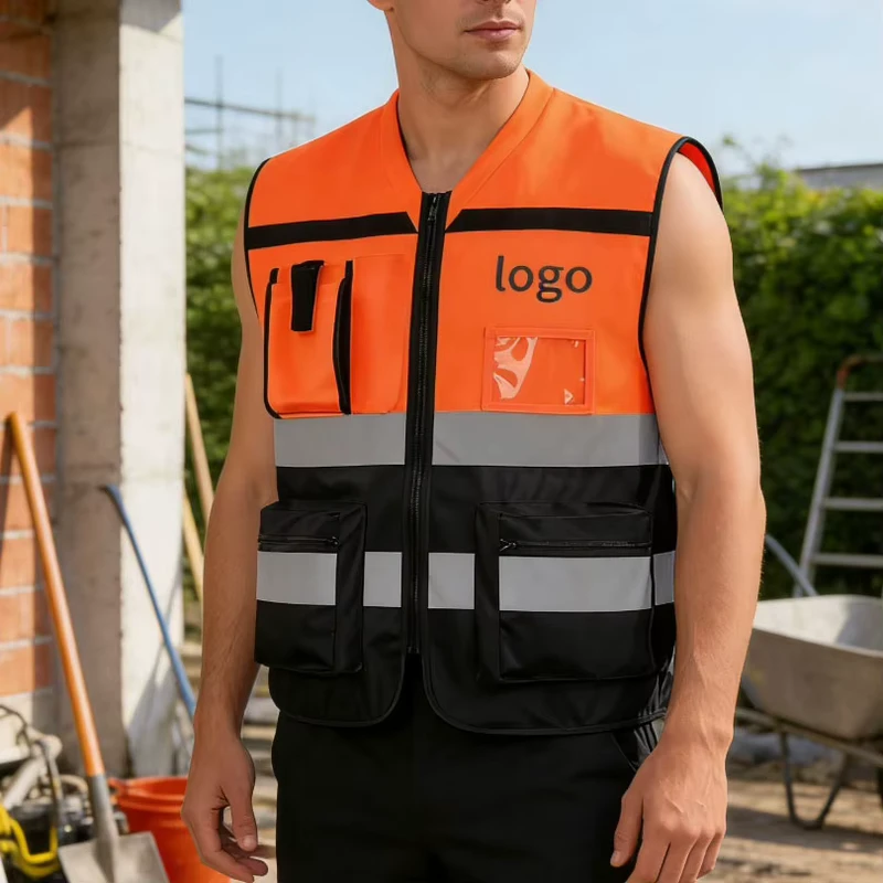 High Visibility Reflective Breathable ANSI Class 1 Waterproof Safety Vest for Construction