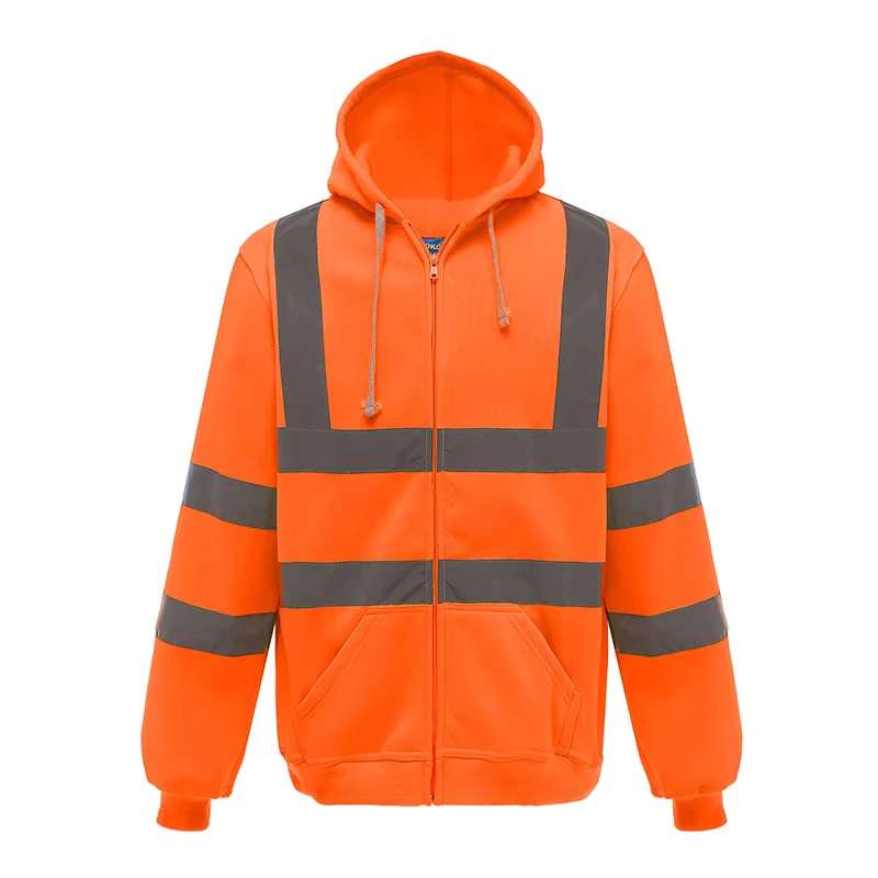 High Visibility Reflective Class 3 Zippered Hooded Sweatshirt
