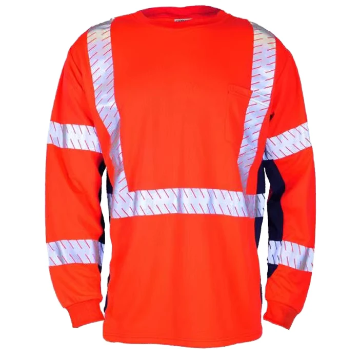 High Visibility Reflective Construction Engineer Safety Vest Long Sleeve Hi Vis Polo T Shirt with Customizable Logo