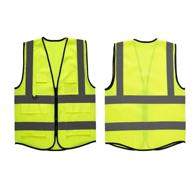 High-Visibility Reflective Construction Safety Vest with Pocket