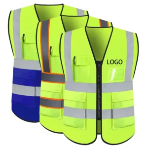 High-Visibility Reflective Construction Safety Vest with Pockets