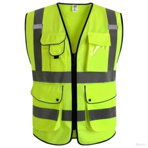 High-Visibility Reflective EN ISO 20471 Class 2 ANSI Class 2 Fluorescent Green Safety Vest