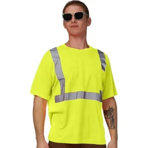 High Visibility Reflective LED Flash Safety Short Sleeve Shirts for Men Women Fashion Durable Construction Work Machine Wash