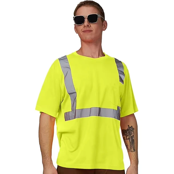 High Visibility Reflective LED Flash Safety Short Sleeve Shirts for Men Women Fashion Durable Construction Work Machine Wash