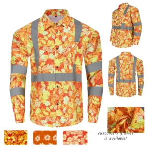 High Visibility Reflective Long Sleeve Safety Shirt for Construction Hi Vis Workwear with Custom Print