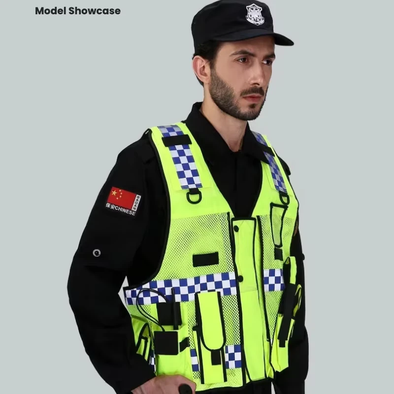 High Visibility Reflective Multi-Pocket Mesh Safety Vest for Construction, Traffic Control, and Security