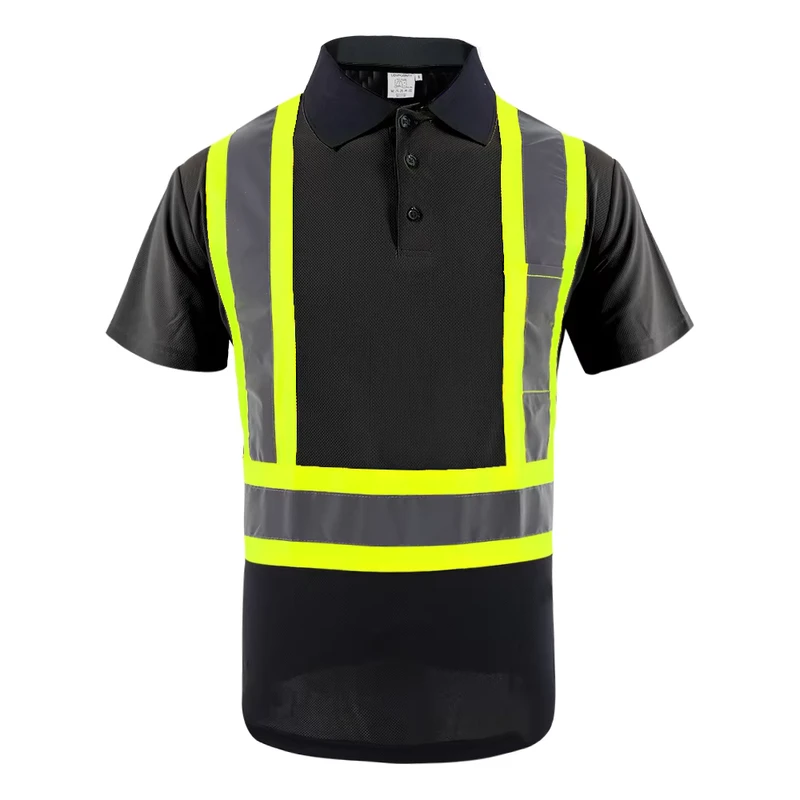 High Visibility Reflective Polo T-Shirt for Men, Five Bright Colors, Breathable Construction and Traffic Workwear
