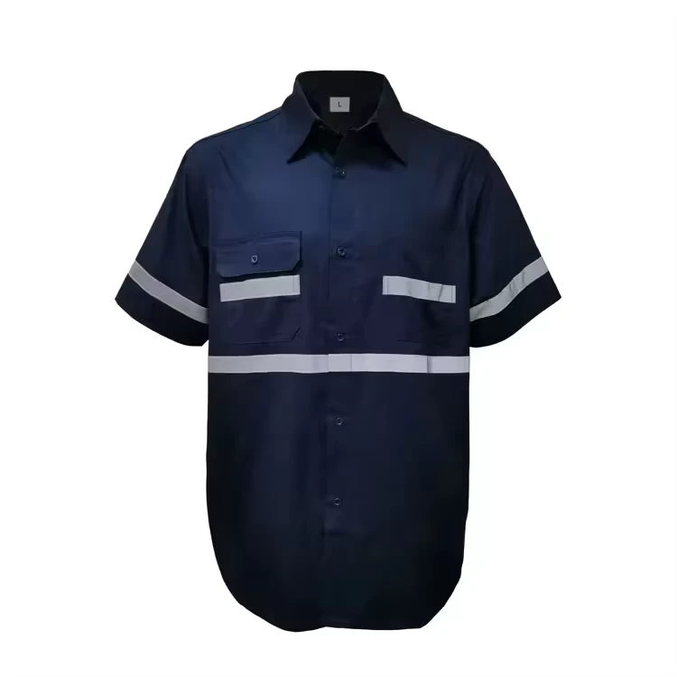 High-Visibility-Reflective-Safety-Clothing-Custom-Logo-Short-Sleeve-Engineering-Construction-Industrial-Hivis-Button-Work-Shirt