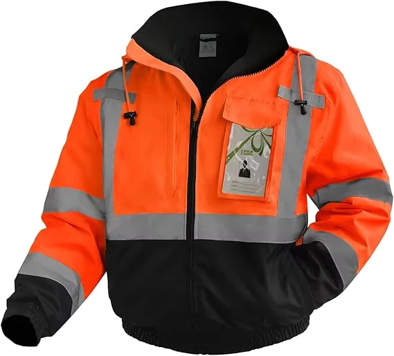 High Visibility Reflective Safety Clothing Insulated Men's Jacket Winter Waterproof Work Wear Hi Vis Reflective Hoodie