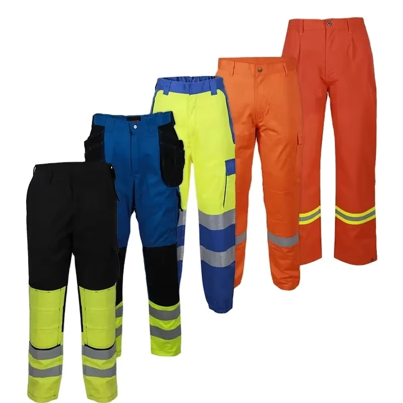 High Visibility Reflective Safety Pants with Multi Pockets Reflective Workwear Waterproof Trousers