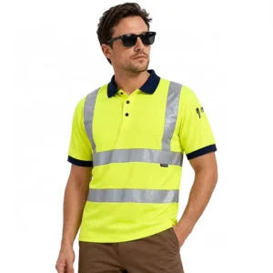 High Visibility Reflective Safety Polo Shirt and Vest for Construction Workers, Breathable Quick-Dry Fluorescent Fabric