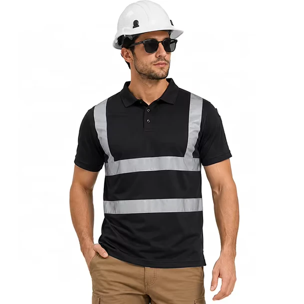 High Visibility Reflective Safety Polo Shirt and Vest for Construction Workers, Breathable Quick-Dry Fluorescent Fabric