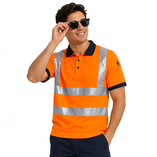 High Visibility Reflective Safety Polo Shirts and Vests for Construction Workers Breathable Quick Dry Fluorescent Fabric
