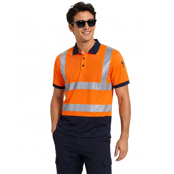 High Visibility Reflective Safety Polo Shirts and Vests for Construction Workers Breathable Quick Dry Fluorescent Fabric