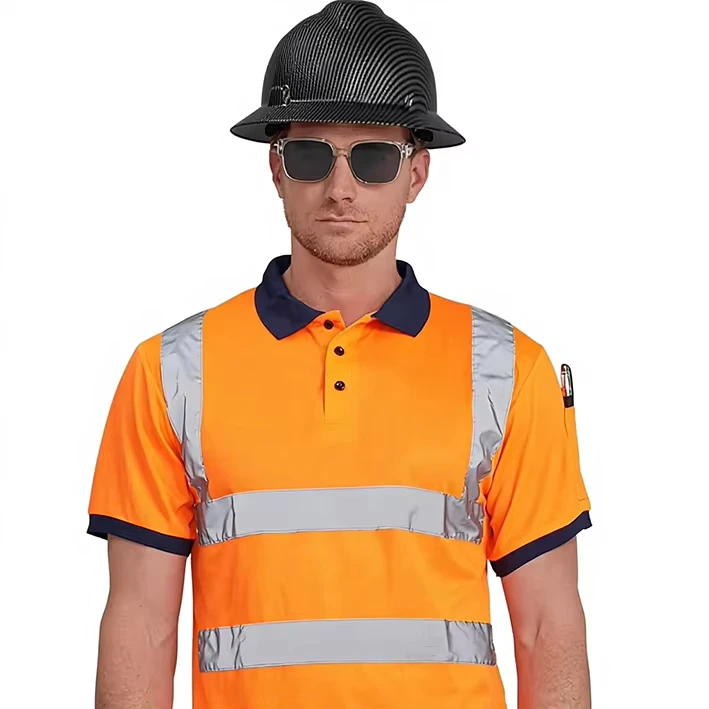 High Visibility Reflective Safety Polo Shirts and Vests for Construction Workers Breathable Quick Dry Fluorescent Fabric
