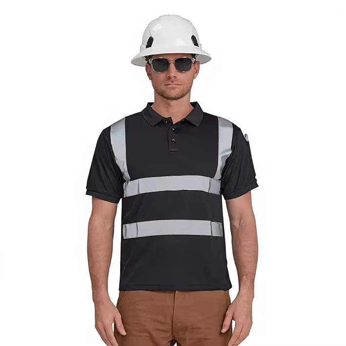 High Visibility Reflective Safety Polo Shirts and Vests for Construction Workers Breathable Quick Dry Fluorescent Fabric