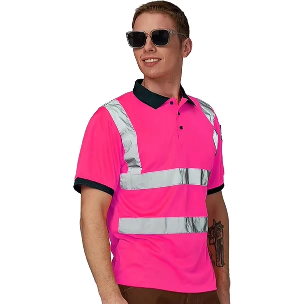 High Visibility Reflective Safety Polo Shirts and Vests for Construction Workers Breathable Quick Dry Fluorescent Fabric