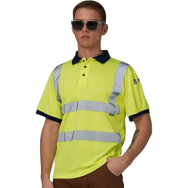 High Visibility Reflective Safety Polo Shirts and Vests for Construction Workers Breathable Quick Dry Fluorescent Fabric