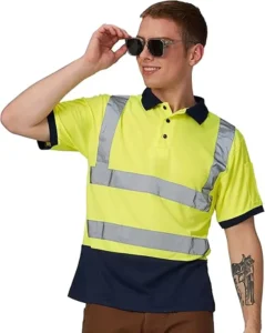 High Visibility Reflective Safety Polo Shirts and Vests for Construction Workers Breathable Quick Dry Fluorescent Fabric