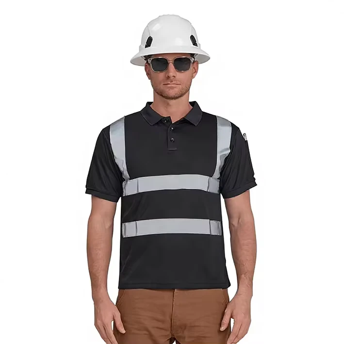 High Visibility Reflective Safety Polo Shirts and Vests for Construction Workers Breathable Quick Dry Fluorescent Fabric