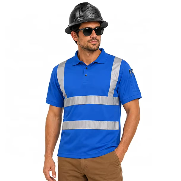 High Visibility Reflective Safety Polo Shirts and Vests for Construction Workers Breathable Quick Dry Fluorescent Fabric