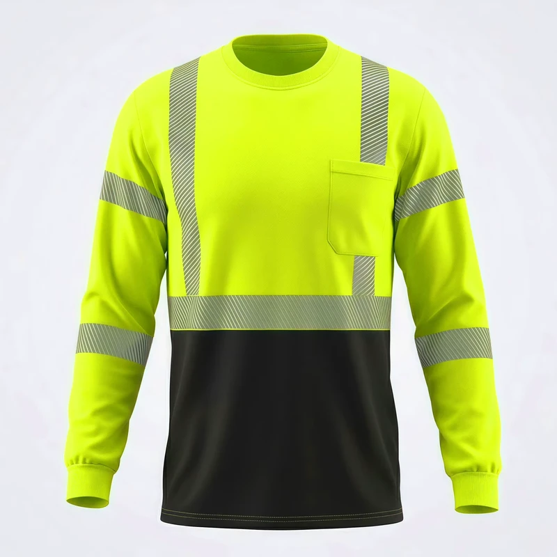 High Visibility Reflective Safety Shirt Long Sleeve Hi Vis Workwear Class 2 Custom Logo Support for Construction