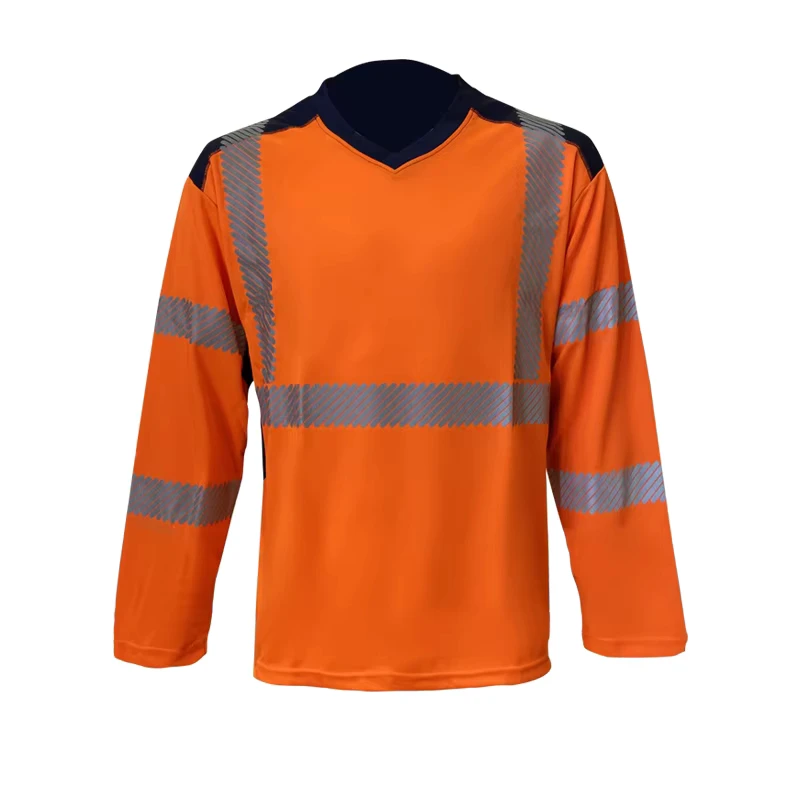 High Visibility Reflective Safety T Shirts Heat Transfer Reflective Long Sleeve Construction Worker Safety Shirts