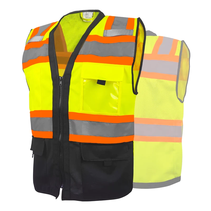 High Visibility Reflective Safety Vest Heavy Duty Mesh Work Vest with 2 Inch Silver Strips and Multiple Pockets