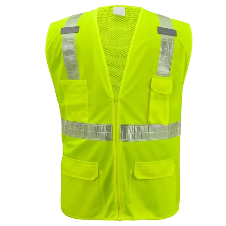 High-Visibility-Reflective-Safety-Vest-Mesh-Back-Multi-Pocket-Zipper-Front-Construction-Road-Traffic