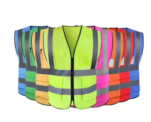 High Visibility Reflective Safety Vest with Multiple Pockets, Waterproof Construction Traffic Jacket