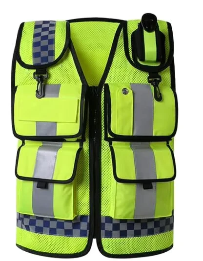 High Visibility Reflective Safety Vest with Multiple Pockets for Outdoor Work and Construction