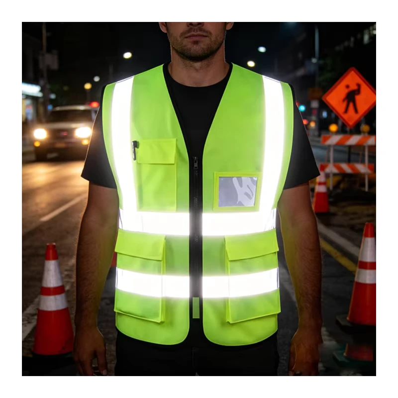 High Visibility Reflective Security Construction Work Safety Vest Reflective High Visibility Reflector Vest With Pockets