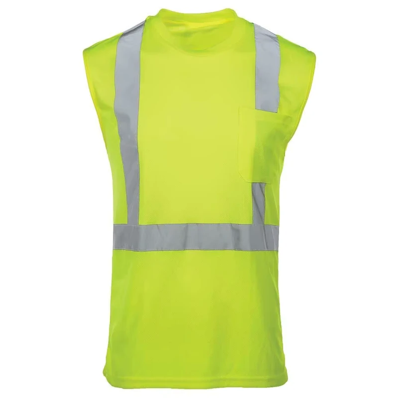 High Visibility Reflective Strips Safety T Shirt Hi Vis Work Shirts With Pockets Sleeveless T Shirts