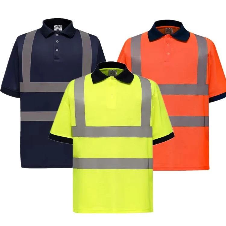 High Visibility Reflective Uniform Night Work Daily Construction Safety Security Breathable Short Sleeve Polo T shirt t Shirt