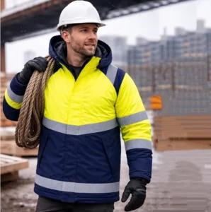 High Visibility Reflective Winter Jacket Waterproof Insulated Safety Workwear Hi Vis Coat for Construction Industrial Workers