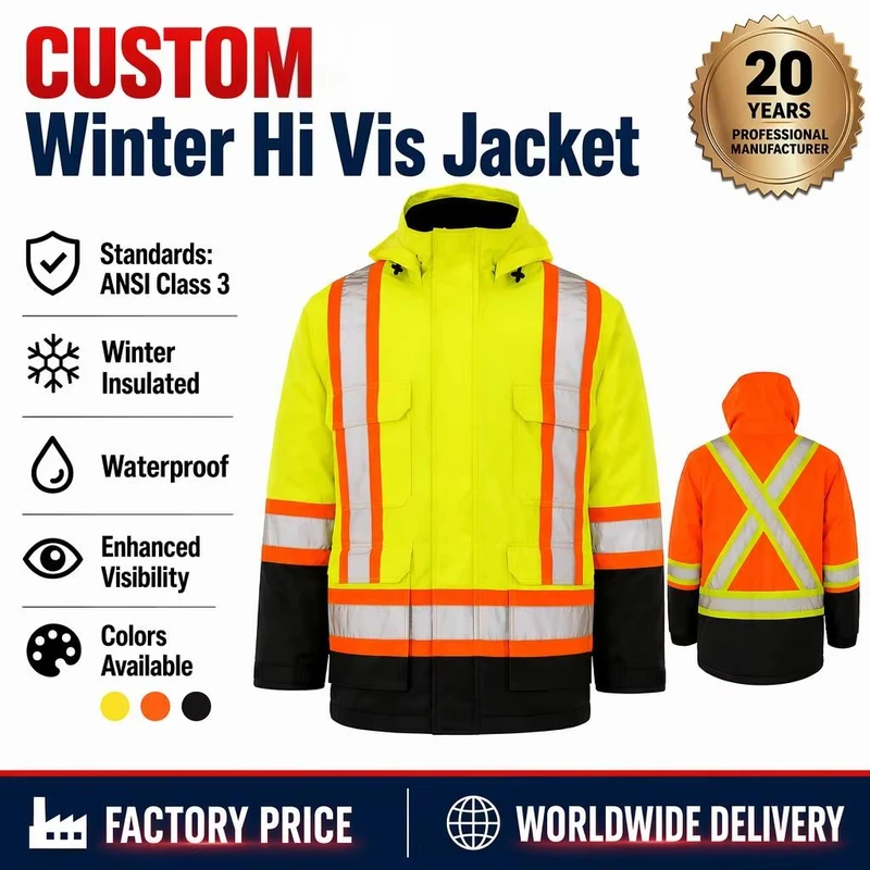 High-Visibility Reflective Winter Work Jacket for Airport and Construction
