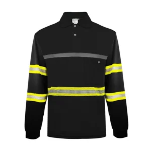 High Visibility Reflective Work Shirt Two Tone Hi Vis Safety Polo Shirts Long Sleeve Breathable Fabric Custom Logo