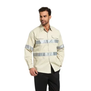 High Visibility Reflective Work Shirts Long Sleeve Button up Safety Uniform for Men