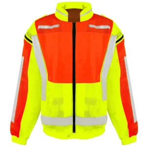 High Visibility Safety Jacket ANSI Class 2 2 in 1 Detachable Sleeve Breathable 100% Polyester Mesh Knitted Fabric