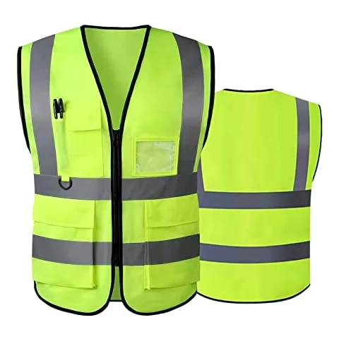 High Visibility Safety Jacket Vest Construction Worker Vest Roadway Safety Vest