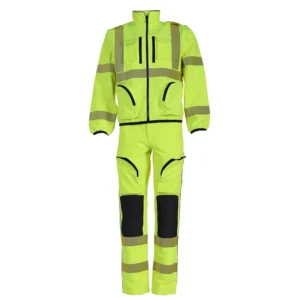 High Visibility Safety Men’s Work Uniforms Hi Vis Workwear Jackets and Pants with Reflective Outdoor Polyester Spandex Blend CE