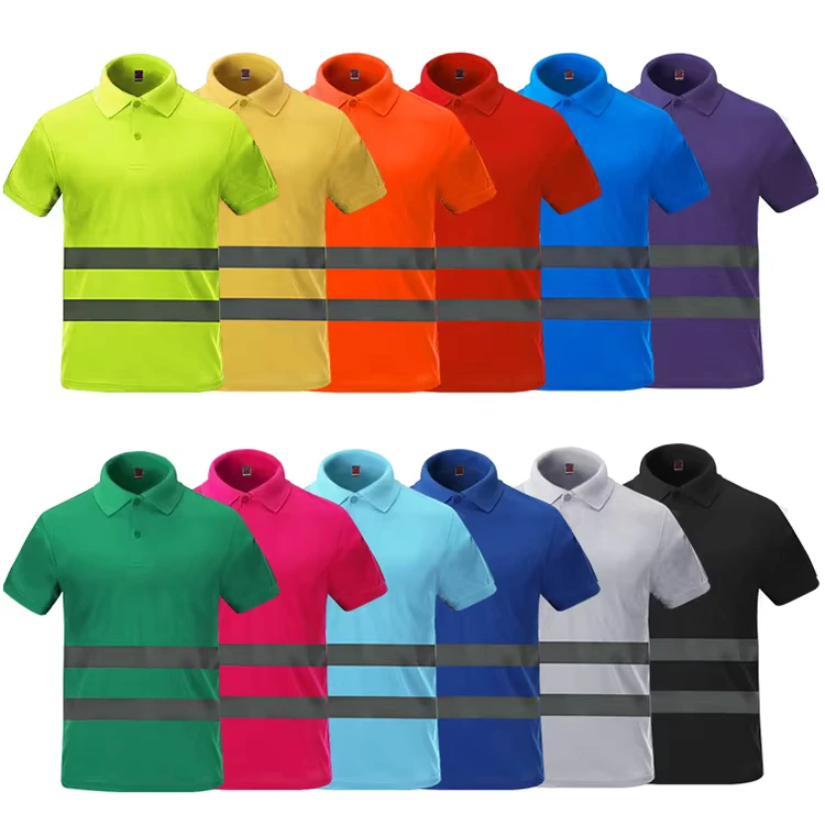 High Visibility Safety POLO Shirt Custom Logo Reflective Work Security Quick Dry T Breathable Hi Vis T shirt