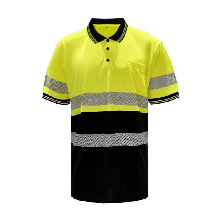 High-Visibility-Safety-Polo-Shirt-Short-Sleeve-Breathable-Yellow-Mix-Black-Construction-Work-Wear-Hi-Vis-Shirts-Reflective