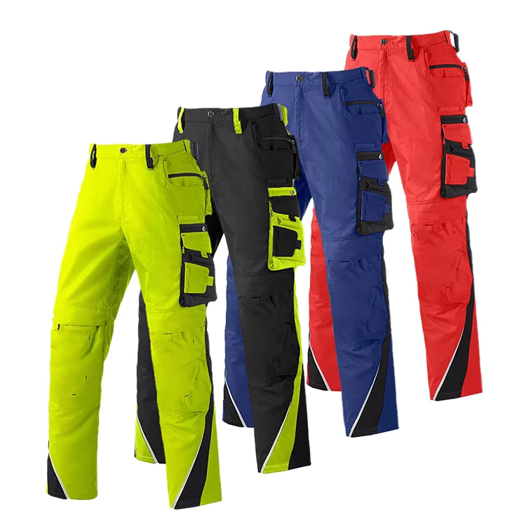 High Visibility Security Reflective Work Wear Construction Worker Cargo Trousers Workwear Men Custom Hi Vis Safety Work Pants