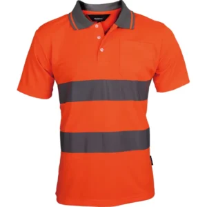 High Visibility Short Sleeve Safety Reflective Tape Polo Work Dry Fit T shirt safety Polo Shirt