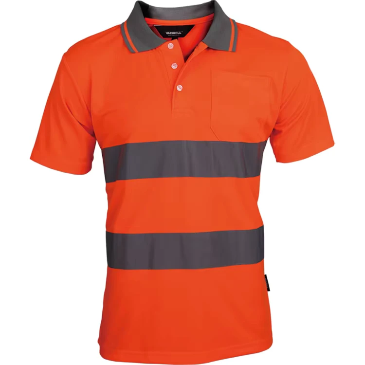 High Visibility Short Sleeve Safety Reflective Tape Polo Work Dry Fit T shirt safety Polo Shirt