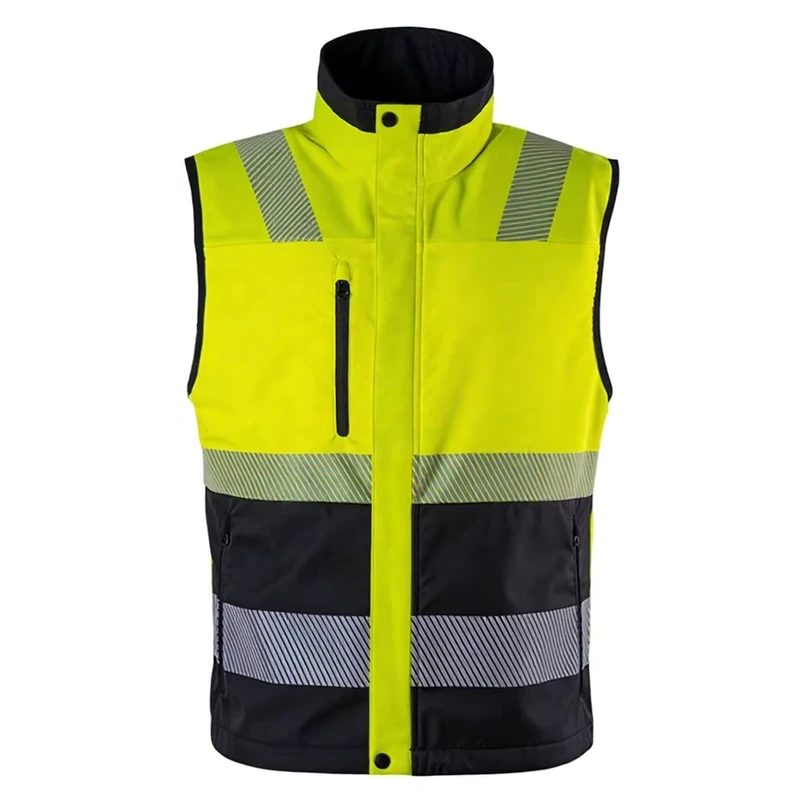 High Visibility Softshell Vest with Reflective Strips Outdoor Workwear for Construction Industrial Safety Work Safety Vest