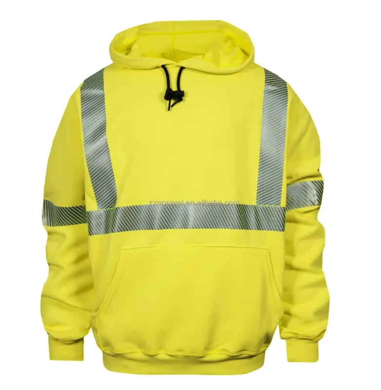 High Visibility Sweatshirt ANSI Class 3 Reflective Safety Hoodie Hi Vis Hooded Work Pullover for Outdoor Duty